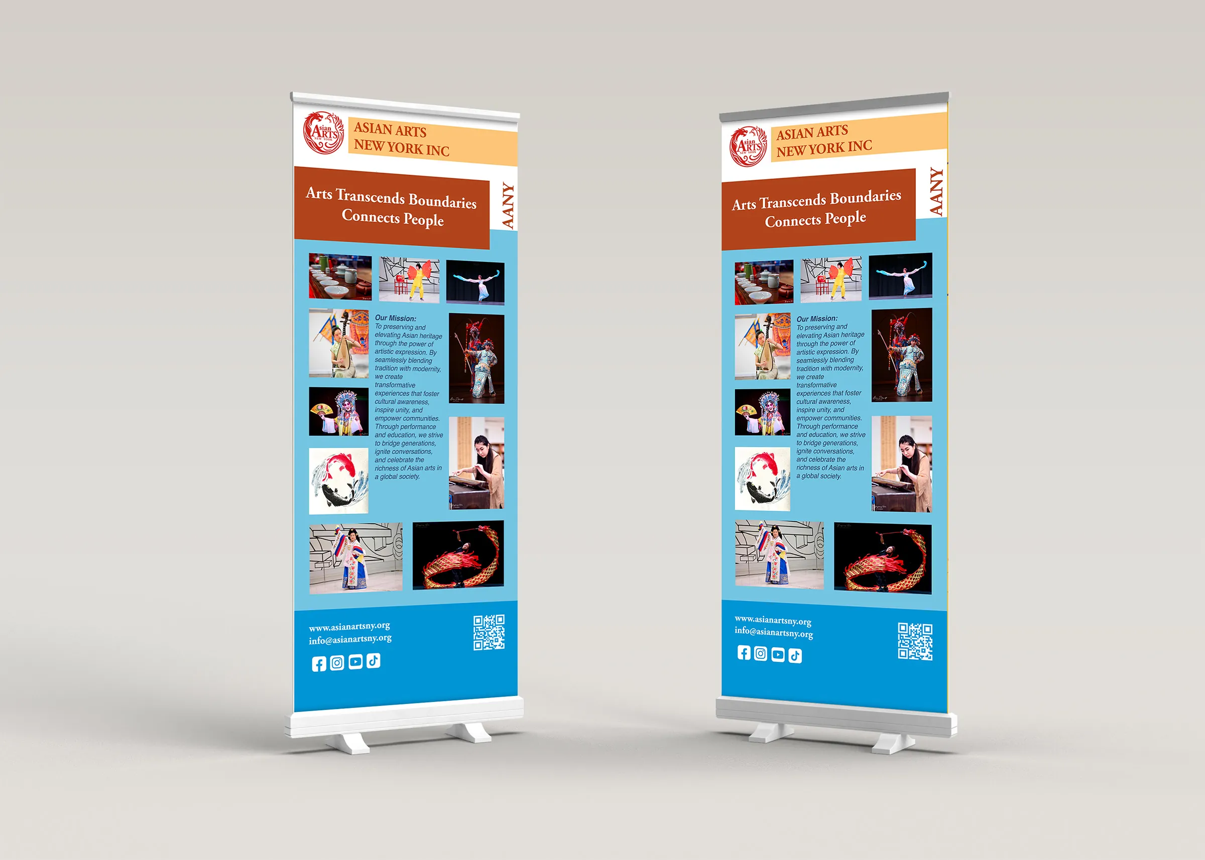 Asian Arts New York roll-up banner and event communication material enlarged