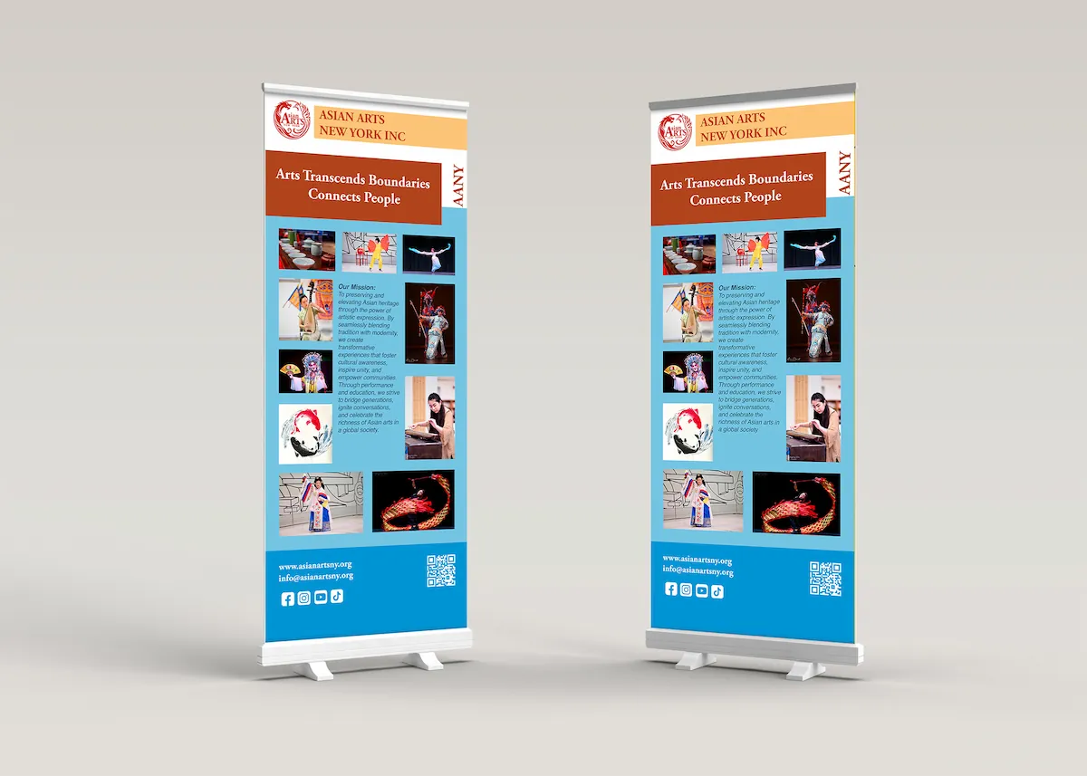 Asian Arts New York roll-up banner and event communication material