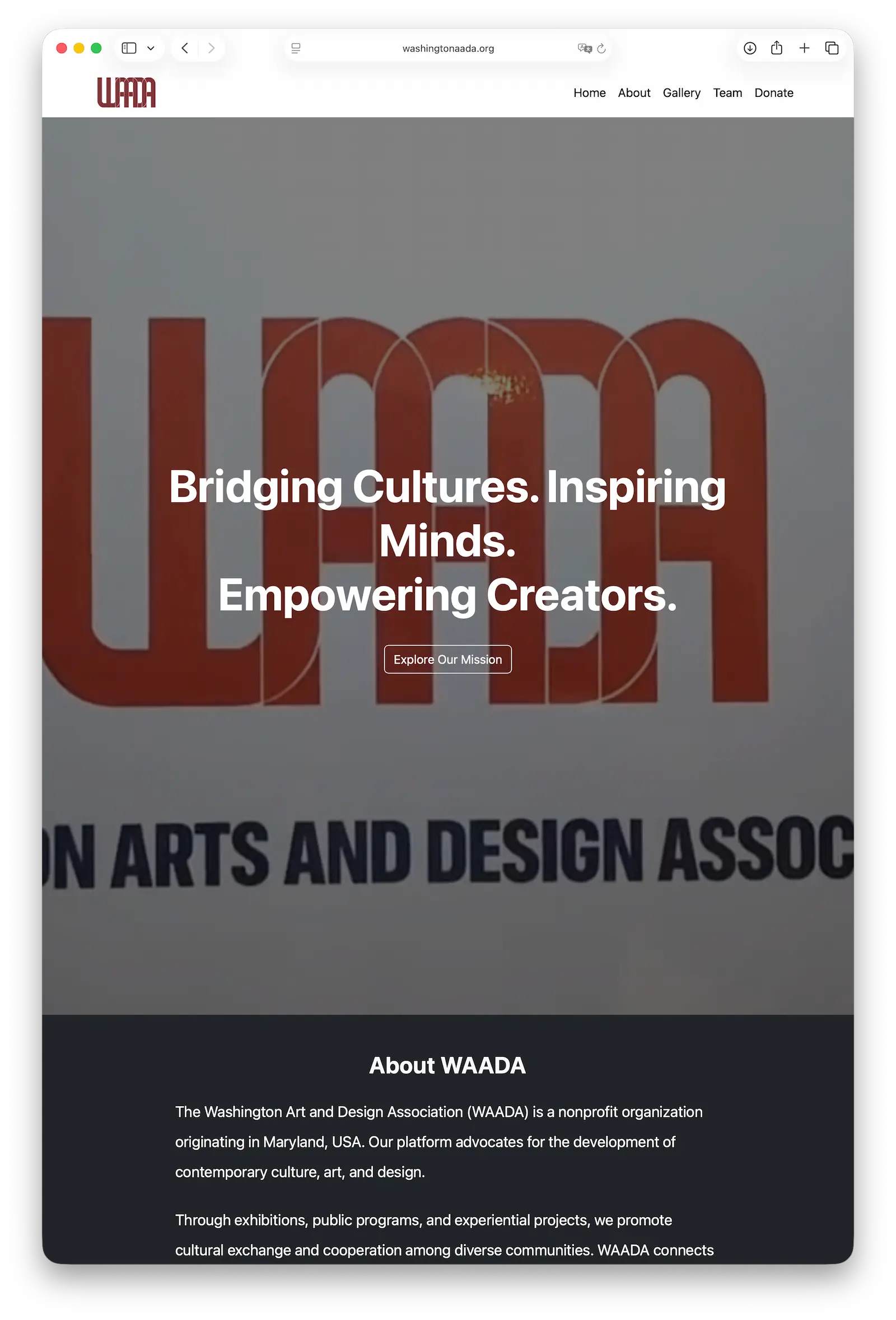 WAADA website preview